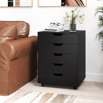 Giantex 5-Drawer Storage Cabinet, Mobile Lateral File Cabinet - Image 2
