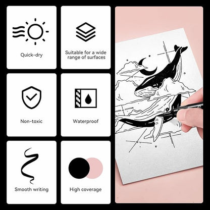 Arrtx Black Paint Pen 8 Pack Dual Tip, Stone and DIY Crafts - Image 3