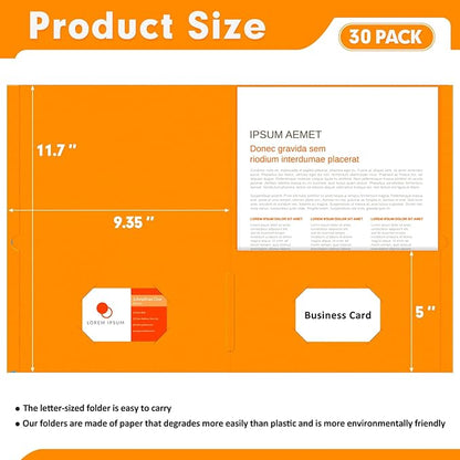 Two Pocket Folders, PANDRI 30 Pack 2 Pocket Folders, Letter Size Paper File - Image 2
