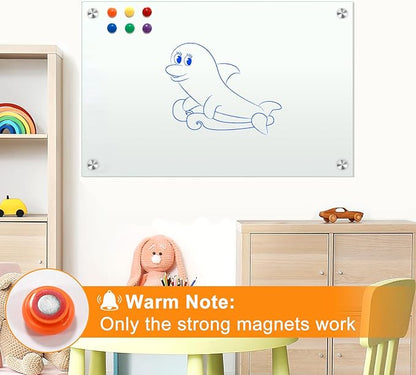 H-Qprobd White Board 24”x18“ Magnet Dry Erase Boards Frameless Magnetic Glass - Image 4