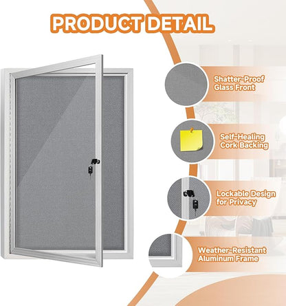 Enclosed Bulletin Board with Locking Door, Outdoor Bulletin Board Weatherproof - Image 3