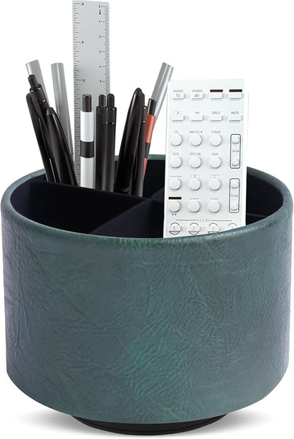 Hennaja Round Leather Art Supply Organizer, Remote Control Holder, 360 Degree by Hennaja