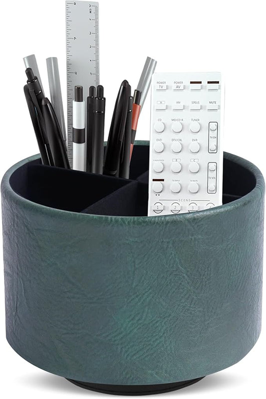 Hennaja Round Leather Art Supply Organizer, Remote Control Holder, 360 Degree by Hennaja
