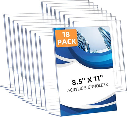 DECOHOBO 18 Pack Acrylic Sign Holder 8.5 x 11, L-Shape Acrylic Stands by DECOHOBO