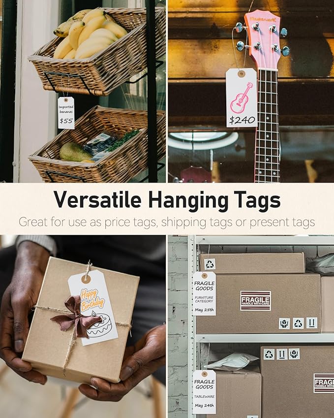 Uniclife 100 Pcs Manila Tags White Blank Shipping Tags - Image 7