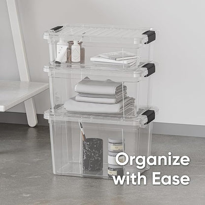 Superio Storage Bins with Lids- 4 Pack, 7.4 Qt Clear Boxes - Image 5