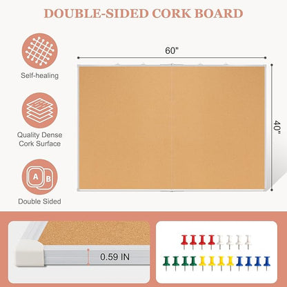 AMUSIGHT Double-Sided Large Cork Board, Vision Board Pin Board Corkboards - Image 4