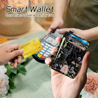 BWEGRHE Small Travel Wallets, Wild Flower Hummingbird Slim Minimalist Front - Image 4