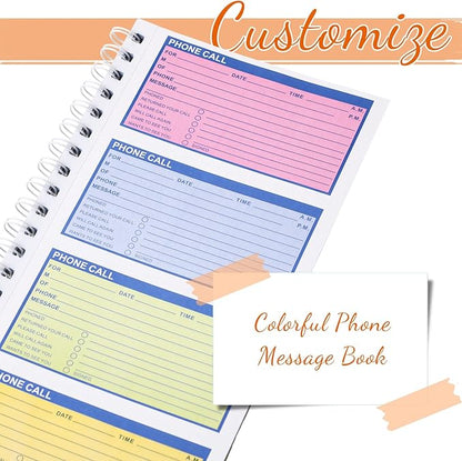 Fullhawl 10 Pcs Spiral Bound Phone Message Book 5-1/2" x 11" 2 Part Colorful - Image 3