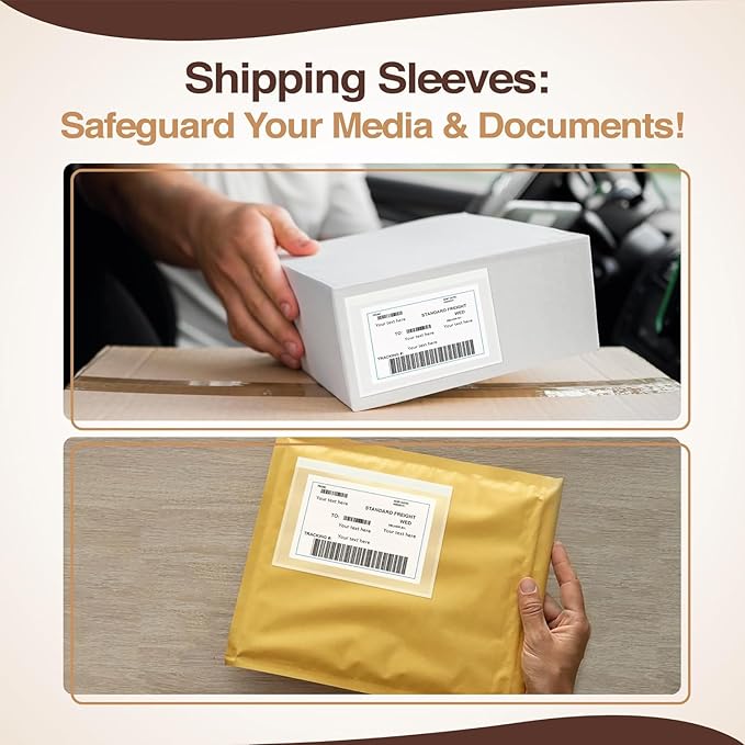 9.5x12 Shipping Label Sleeves 300 Pack Strong Adhesive Back - Image 7