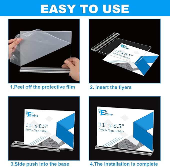 EHWINE 10 Pack Acrylic Sign Holder 8.5 x 11 Horizontal, Double-Sided Stand up - Image 5