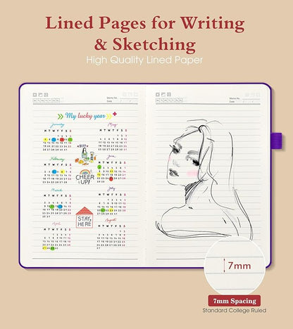 PAIBAS Lined Journal Notebook for Women Men, 160 Pages, A5 Hardcover Vintage - Image 3
