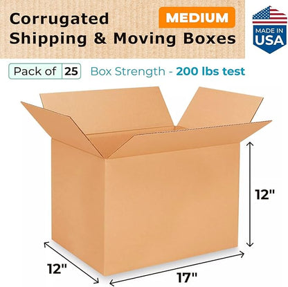 Medium Shipping & Moving Boxes 17"L x 12"W x 12"H - Image 2