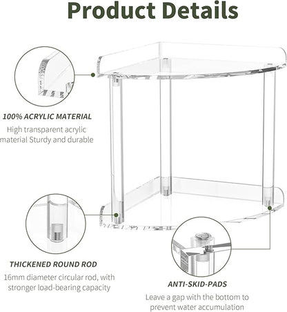 Sezanrpt 2 Tier Countertop Corner Organizer Shelf 7x7x8 Inch, Acrylic Bathroom - Image 4
