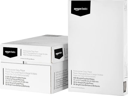 Amazon Basics Multipurpose Copy Printer Paper, 20 lb, 11 x 17 Inches, 5 Reams by AmazonBasics