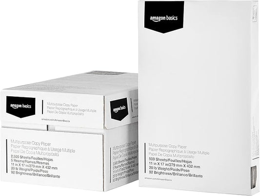 Amazon Basics Multipurpose Copy Printer Paper, 20 lb, 11 x 17 Inches, 5 Reams by AmazonBasics