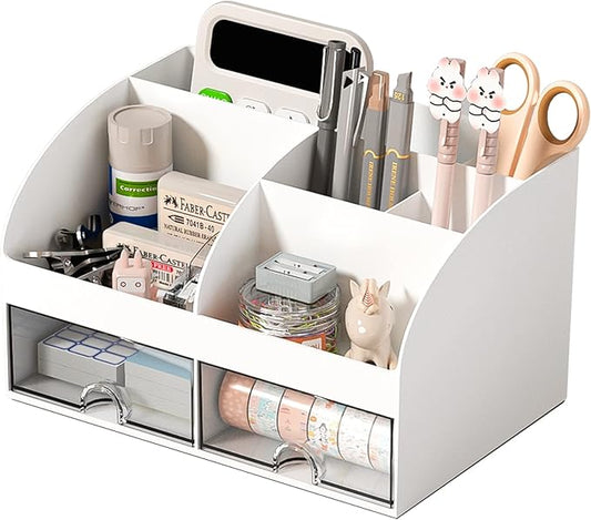 COMFYROOM Desk Organizer with 6 Compartments and 2 Drawers, Plastic Makeup by COMFYROOM