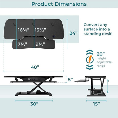 VERSADESK® PowerPro™ 48” x 24” Extra Wide Electric Sit-to-Stand Desk Converter - Image 5