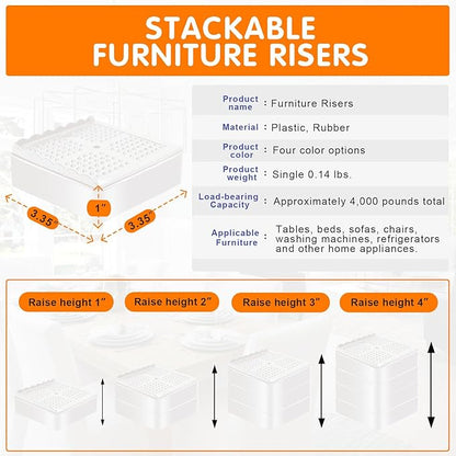 shouwuhho Furniture Risers, 4 Pack Bed Risers - Image 2