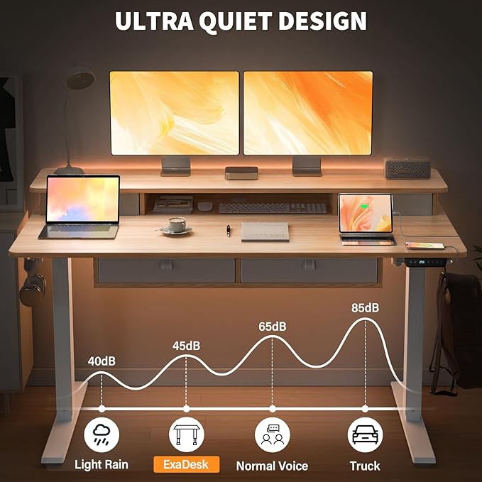 ExaDesk Electric Standing Desk, 63 * 30 Inches Adjustable Height - Image 6