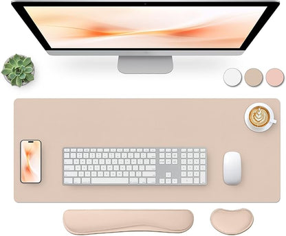 Bloss Leather Desk Pad and Keyboard Wrist Rest, Large Mouse Pad + Keyboard by Bloss