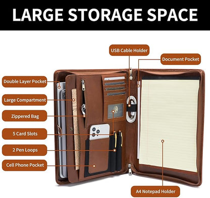 Geslun Genuine Leather Portfolio, Legal Size 8.5 x 14 Pad Holder, Business - Image 5