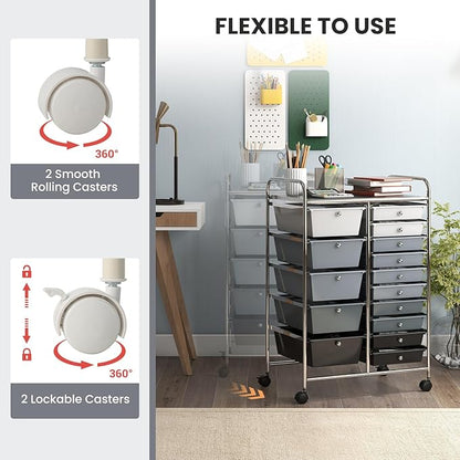 GOFLAME 15-Drawer Rolling Storage Cart, Craft Storage Cart - Image 5