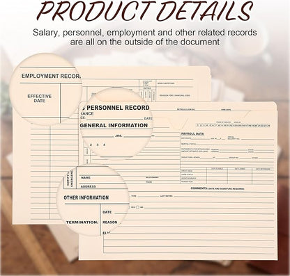 Glenmal 100 Pack Personnel Record Jacket Flat Expansion Employee Record File - Image 3