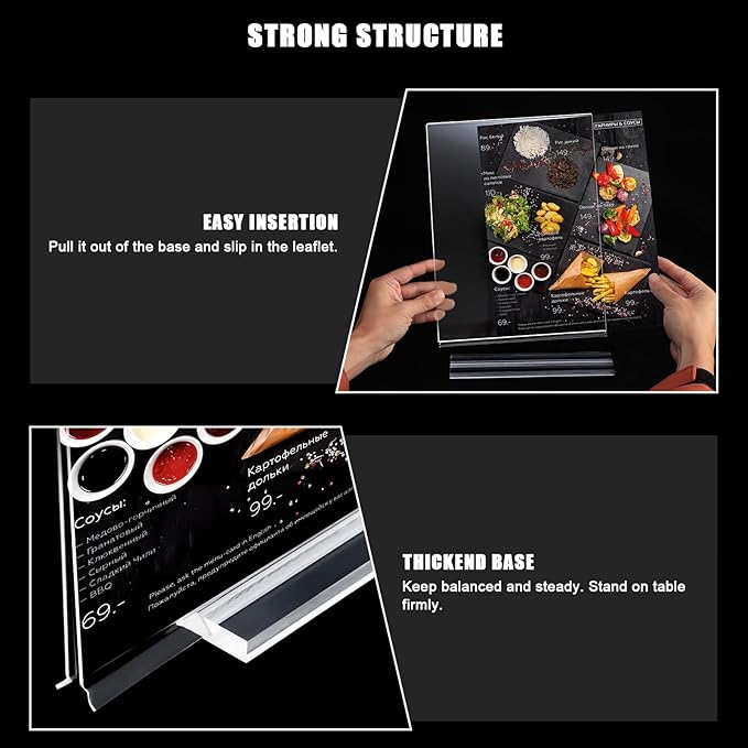 xydstay 6pack Acrylic Sign Holder 5.5 X 8.5, Vertical T Shape Clear Plastic - Image 7