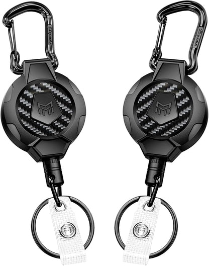 MNGARISTA 2-Pack Retractable Keychain, Heavy Duty 10 OZ Retraction 3K Carbon by MNGARISTA