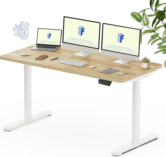 FLEXISPOT Solid Rubberwood Electric Standing Desk by FlexiSpot