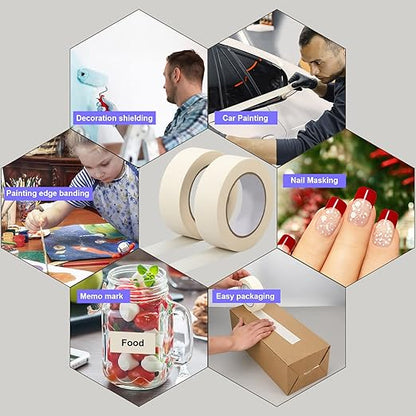 Fainne 18 Rolls Masking Tape Bulk 1.41 Inch Beige Wide Thin White Color - Image 7