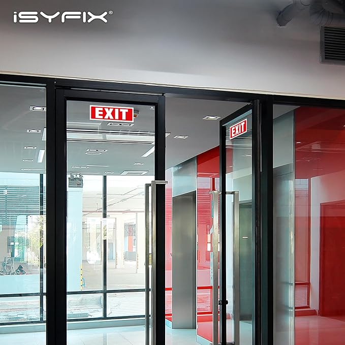 iSYFIX Exit Signs Stickers – 2 Pack 12x4 Inch – Premium Self-Adhesive Vinyl - Image 2