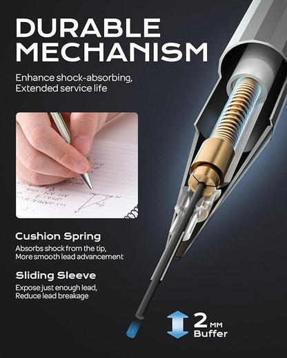 Nicpro 8 Pack 0.5mm & 0.7mm Metal Mechanical Pencil Set, MB1000 Lead Drafting - Image 3