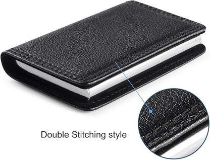 Wisdompro Business Card Holder, 2-Sided PU Leather Folio Name Card Holder - Image 5