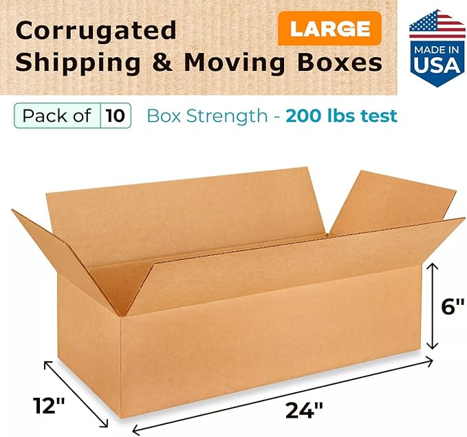 Large Shipping & Moving Boxes 24x12x6 inches - Image 2