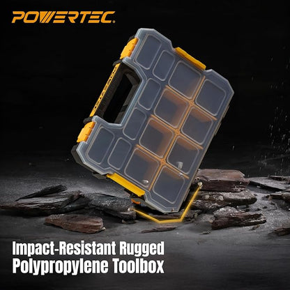 POWERTEC Small Parts Organizer & Tool Box – 14 Compartments, Stackable Storage - Image 5