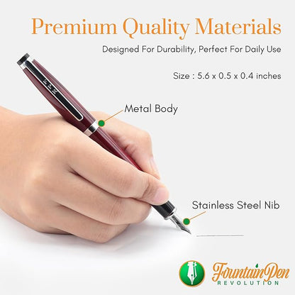 FPR Ambassador Ultra Flex Nib Fountain Pen Set, Burgundy - Image 4