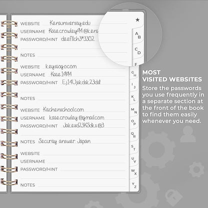 Clever Fox Password Book Spiral – Internet Address & Password Organizer - Image 4