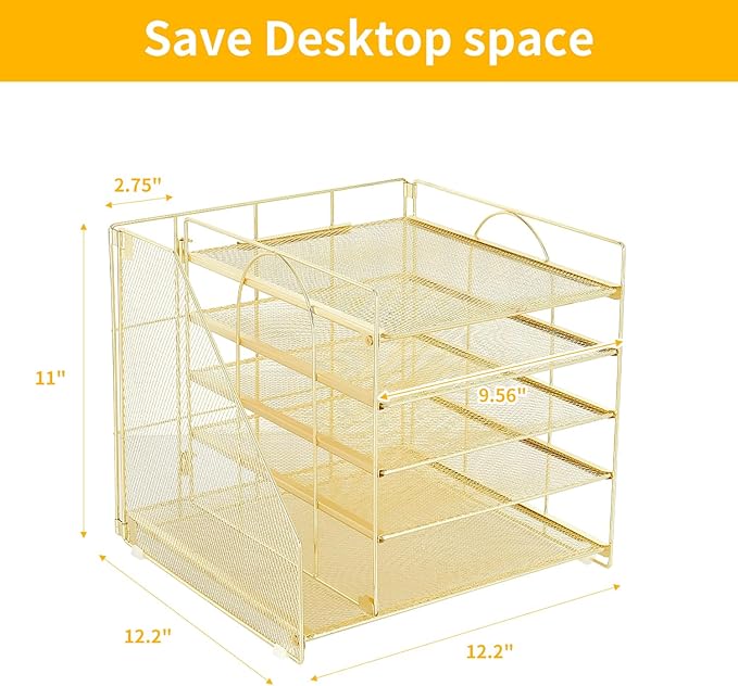 LEKETREE Desk Organizers and Accessories, 5-Tier Paper Letter Tray Organizer - Image 4