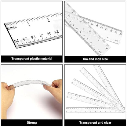 200 Pack 12 Inch Plastic Rulers Bulk, Transparent Ruler - Image 3