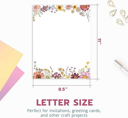 Flower Paper Stationery, Floral Letterhead Paper 8.5 x 11 Inches, 50 Sheets - Image 4