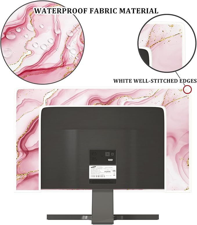 Baocicco Gold Pink Marble Waterproof TV Display Screen Cover 80 Inch TV - Image 3