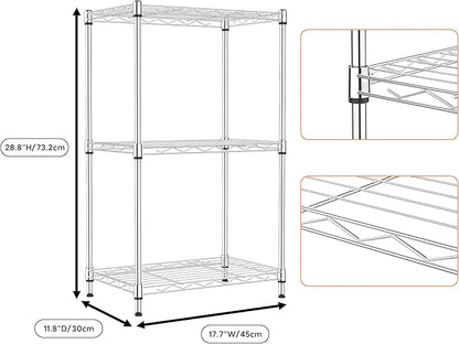 M MZG 3 Tiers Shelf Metal Storage Shelves Wire Rack Closet Organizers - Image 8