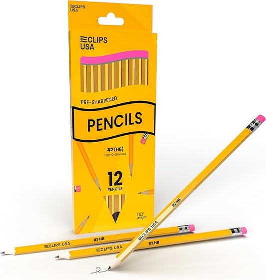 Pre-Sharpened Pencils Bulk, Pencil #2, Number 2 pencils, School Supplies Bulk by E-CLIPSUSA