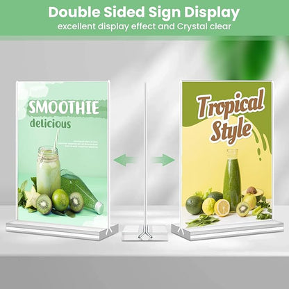 Acrylic Sign Holder 4x6, 21 Pack Clear Table Menu Vertical Double Sided Display - Image 3