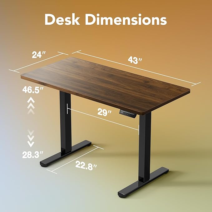 HUANUO 43 x 24 inch Electric Standing Desk Adjustable Height, 4 Memory Height - Image 3