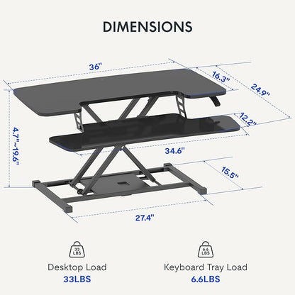 FLEXISPOT 36-inch Standing Desk Converter Height Adjustable Sit to Stand Up - Image 3