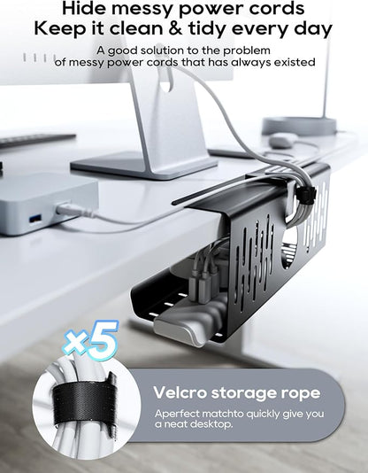 NODOCA No Drill Under Desk Cable Management Tray, Punch-Free Clamp on, Metal - Image 3
