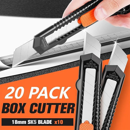 JOYUMY 20 Pack Utility Knife, Box Cutter Retractable, Box Knife - Image 2
